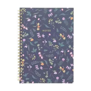 A5 Spiral Notebook Ruled Pages Spiral Bound Floral Print Home Office-Navy Floral - Picture 1 of 6