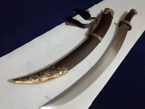 Hecho a mano Damasco doblado acero caballería sable hoja machetes cimitarra #1353 - Imagen 1 de 11