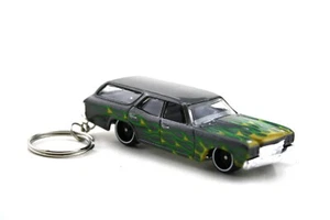 70 CHEVELLE WAGON, GREY, FLAMES, 1/64 DIECAST KEY CHAIN. HOT WHEELS, HOTWHEELS, - Picture 1 of 4