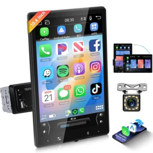 Radio estéreo para automóvil con pantalla táctil giratoria de 10,4" única 1 DIN GPS + cámara - Imagen 1 de 22