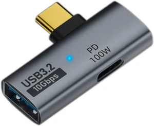 90 Degree 2-In-1 USB C Adapter with 100W Charging Port, 10Gpbs/Otg, Suitable for - Picture 1 of 12