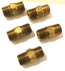 Pezón hexagonal pesado Anderson Metals Fitting 122AH-B talla 1/4 (paquete de 5) stock# B708 - Imagen 1 de 5