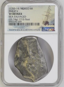 (1700-14) MEXICO 8 REALES PHILIP NGC VF DETAILS 1715 FLEET SHIPWRECK - Picture 1 of 2