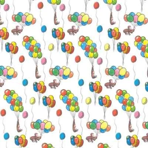 3 Yards Digital Cotton Fabric - Springs Creative Curious Balloons Toss White - Picture 1 of 1