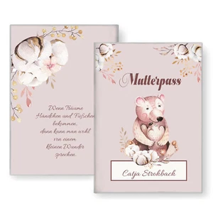 Mutterpasshülle personalisiert Orso Bär Mutterpass, Geschenk für Schwangere - Bild 1 von 3