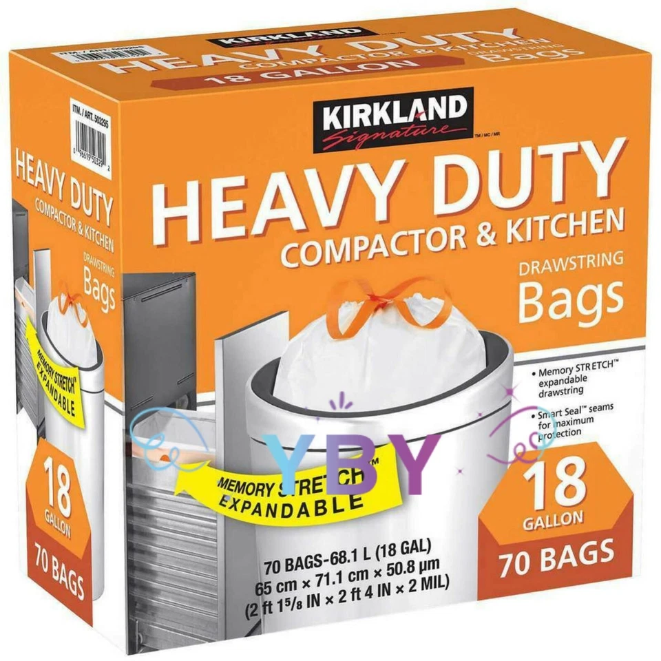 Kirkland Heavy Duty Compactor & Kitchen Trash Bags 18 Gallon 70 Bags - Image 1 of 1