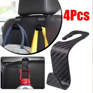 4PCS Car Hidden Seat Hook Multi-Purpose Carbon Fiber Seat Hook Handbag Hanger  - Imagen 1 de 11
