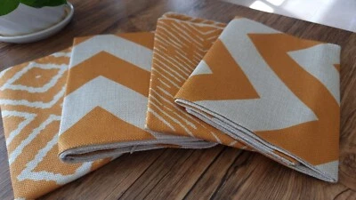 cushion cover set of 4 off white   mustered color 17*17 geometric pattern - Image 1 of 4