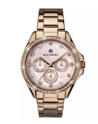 Accurist Ladies Rose Gold Plated Stainless Steel Watch - Image 1 of 4