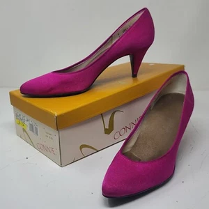 Connie Damenschuhe rosa gefärbte Satin-Pumps 2,5"-Absatz geschlossene Zehe Vintage 9 AA 932HH32 - Bild 1 von 11