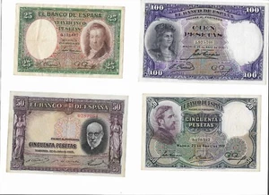 ESPAÑA: LOTE DE 4 BILLETES II REPÚBLICA 1931-1935. RC+/BC+. EXCELENTES PIEZAS. - Foto 1 di 2