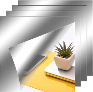 Flexible Mirror Sheets Self Adhesive Non Glass Mirror Tiles Mirror Stickers for - Picture 1 of 7