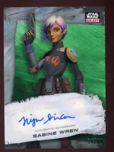2022 Topps Chrome Star Wars Galaxy Tiya Sircar Sabine Wren Auto Green #d 74/99 - Picture 1 of 2