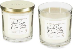 Two x Hotel Collection-No.9/Wood Sage & Sea Salt Scented Double Wick Candle-335g - Picture 1 of 5