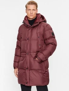 BOSS Winter Jacket Mens Red Full Zip Hooded Parka Coat - Condolo Size XXL (44) - Picture 1 of 6
