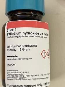 Idrossido di palladio su carbonio, 20wt%, Pd(OH)2, 5 grammi 5 G. - Foto 1 di 2