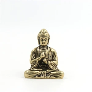 1PCS Feng Shui Brass Buddha Statue Mini Figurines Key Pendant Blessing Ornaments - Picture 1 of 6