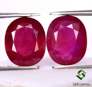 10.70 Cts Natural Ruby Oval Cut Pair 12x10 mm Faceted Deep Red Shade Gemstone GF - Picture 1 of 6