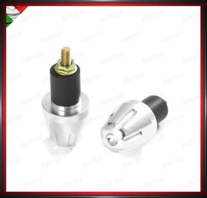 COPPIA CONTRAPPESI MANUBRIO 17 MM ARGENTO MOTO SCOOTER STABILIZZATORI UNIVERSALI - Foto 1 di 1