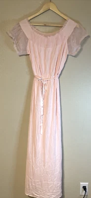 Винтажная ночная рубашка Penney's Adonna из розового нейлона и кружева размер 36 короткие прозрачные рукава - Изображение 1 из 4