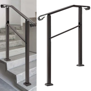 Handrails for Outdoor Staircase Handrail 3-Step Handrail Stair Railing - Picture 1 of 23