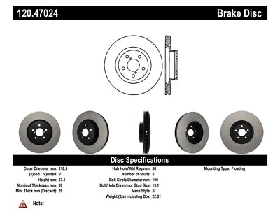 Rotor premium de freno de disco StopTech para 05-18 Subaru Forester Legacy Outback Foto 1 de 3