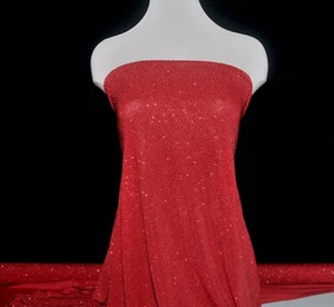 SLINKY GLITTER KNIT FABRIC RED   4 WAYS STRETCH  58" FORMAL, BRIDAL - Picture 1 of 7