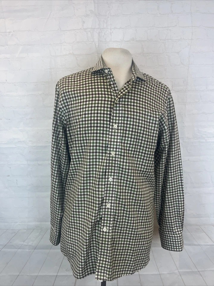 Ledbury Men's Brown & Olive Green Plaid Dress Shirt 16.5 $108 - Image 1 of 4