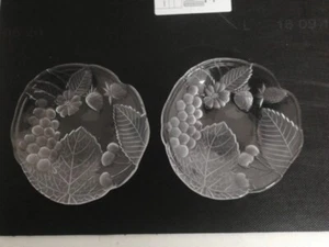 2 X Pressed Glass Side Plates With Frosted Fruit Design - Picture 1 of 3