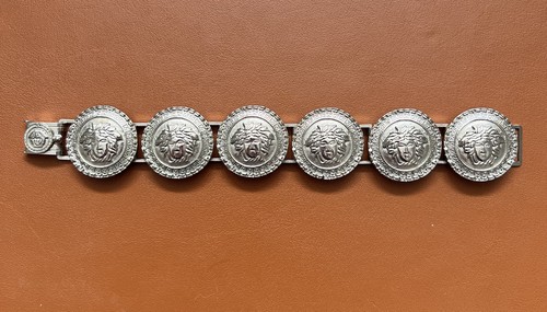 Bracciale grande moneta medaglione catena argento Gianni Versace Medusa anni 90