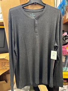 Camicia Tommy John Waffle Knit Henley manica lunga loungewear grigio uomo - Foto 1 di 3