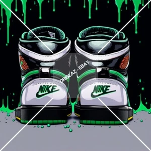 Schwarz Grün Tropffarbe Nike Schuhkunst Digital Bild Bild Tapete Hintergrund - Bild 1 von 3
