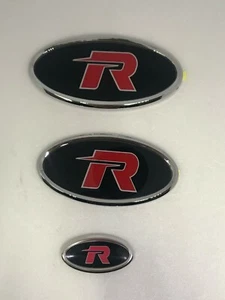 Front + Rear Steering Handle R logo Emblem 3p 1Set For 2008 2013 Kia Soul - Picture 1 of 10