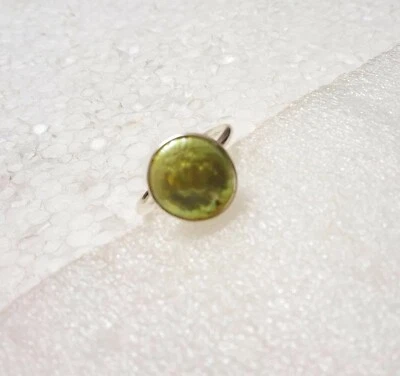 Natural Green Coin Pearl Gemstone 925 Sterling Ring Valentine's/Anniversary Gift - Image 1 of 3