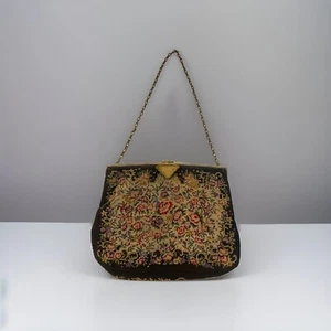 Vintage Tapestry Evening Bag metal Frame Flapper Deco style - Picture 1 of 22