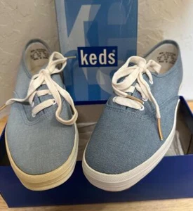 VTG KEDS Sneakers Oxford Chambray Blue WK3020 Canvas Tie Size 6 in Box Theater - Picture 1 of 11