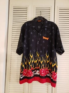 VINTAGE LAS VEGAS BESTICKTES HAWAII-STIL GEKNÖPFTES GLÜCKSSPIEL FLAMMEN HEMD GRÖSSE MED - Bild 1 von 6