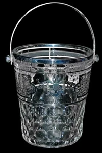 Duncan Georgian Crystal Rockwell Silver Overlay Thicket #103 Ice Bucket - WOW! - Picture 1 of 4