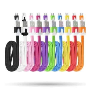 4 X Câble plat Micro USB / USB - 1 mètre - pour smartphone Samsung / Nokia, .. - Afbeelding 1 van 3