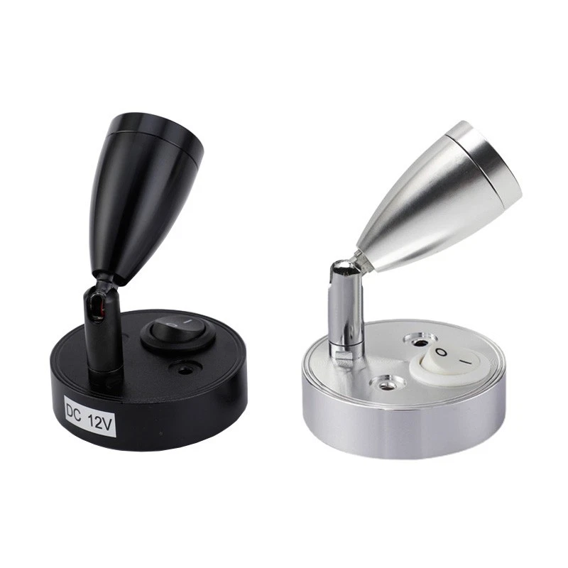 Luz de lectura LED RV de 3W Lámpara de imagen de joyería Interruptor de foco ajustable DC 12V Foto 1 de 4