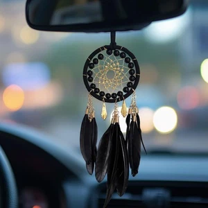 Black Dream Catcher for Cars Rear View Mirror Hanging Decor Handmade Feather ... - Picture 1 of 6