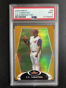CC Sabathia /50 PSA 9 Gold Refractor 2008 Topps Finest Cleveland Indians SP #58 - Picture 1 of 2