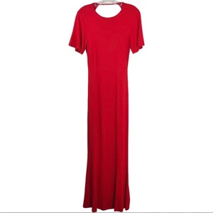 NEW ASOS red open back sheath stretchy holiday christmas maxi dress 4 tall - Picture 1 of 9