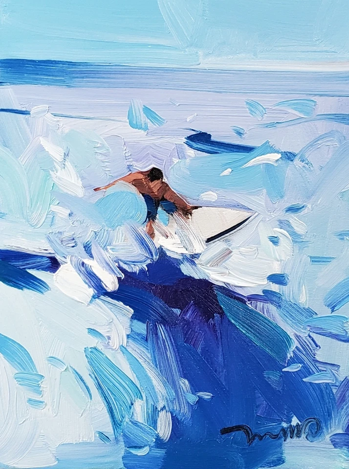 Impresión de Bellas Artes José Trujillo 16x20 Coleccionable Artista Pintura Surfista Mar Foto 1 de 4