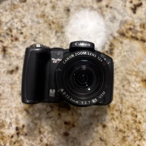 Canon PowerShot S5 IS Black 2.5" LCD 8MP 12x Optical Zoom Digital Camera. WORKS. - Picture 1 of 5