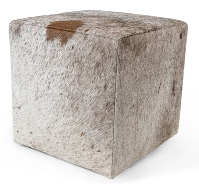 ACTUAL PICTURE Real Cowhide Hair On Square Ottoman / Pouf / Footrest 18x18x19" - Image 1 of 4