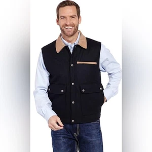 CRIPPLE CREEK Wool Conceal Carry Vest Men's Snap Large Black Brown Western - Picture 1 of 15
