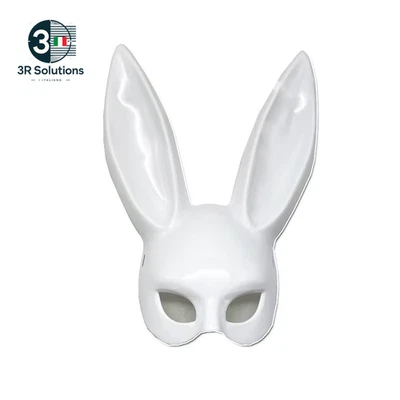 Maschera Di Coniglio Bianco Nero Decorazione per Feste Di Halloween Festa Orecch - Immagine 1 di 4