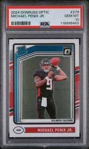 2024 DONRUSS OPTIC RATED ROOKIE MICHAEL PENIX JR #279 PSA 10 ATLANTA FALCONS - Picture 1 of 2
