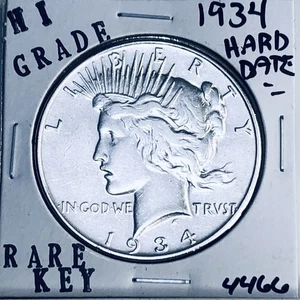 1934 P PEACE SILVER DOLLAR HI GRADE GENUINE U.S. MINT RARE KEY COIN 4466 - Picture 1 of 3